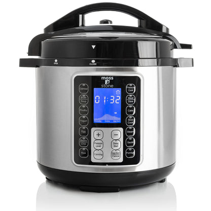 Moss & Stone Electric Pressure Cooker with Large LCD Display, Multi-Use 6 Quart Pot, 14-in-1 Cooker & Maker: Slow, Rice, Steam, Saute, Yogurt, Egg, Warmer