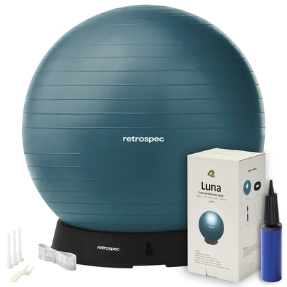 Retrospec Luna Exercise Ball with Pump - Anti-Burst Fitness Equipment for Yoga, Core Training & Stability - Home Gym Swiss Ball for Office & Pregnancy