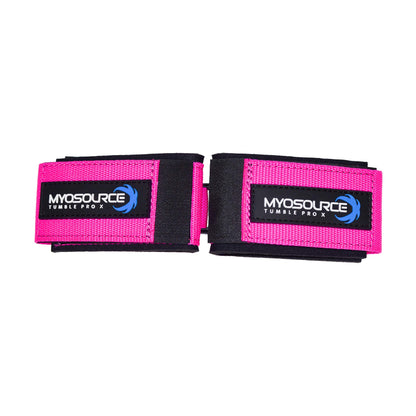 Myosource Kinetic Bands Tumble Pro X Ankle Straps Kit – Cheerleading Standing Tumbling Equipment, Gymnastics Backhandspring Trainer – Includes Flexibility Stunt Stretch Strap – Pink