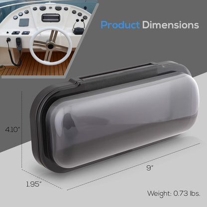 Pyle Water Resistant Marine Stereo Cover - Smoke Colored Heavy Duty Boat Radio Protector Shield with Flip-up Door & Spring Loaded Release - Mounting Gasket Included - Pyle PLMRCB1