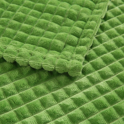 Puncuntex Flannel Fleece Throw Blanket Apple Green 60"×80",Super Soft Plush Cozy Blanket with Square Grid Design Luxury for Couch Sofa Chair