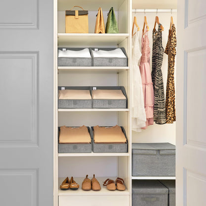 GRANNY SAYS Closet Storage Bins, Clothes Organizer and Storage Bins, Trapezoid Storage Boxes with Handles, Storage Baskets for Shelves, Dark Gray, Medium, 3-Pack