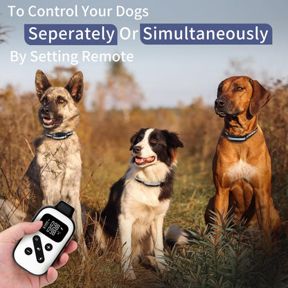 PetJoy 3 Dog Shock Collar for Large Dogs, Automatic Bark Collar with Remote, Bark and Training Collar Combo, Shock Collar with 5 Adjustable Levels of Sensitivity to Suit All Breeds of Dogs