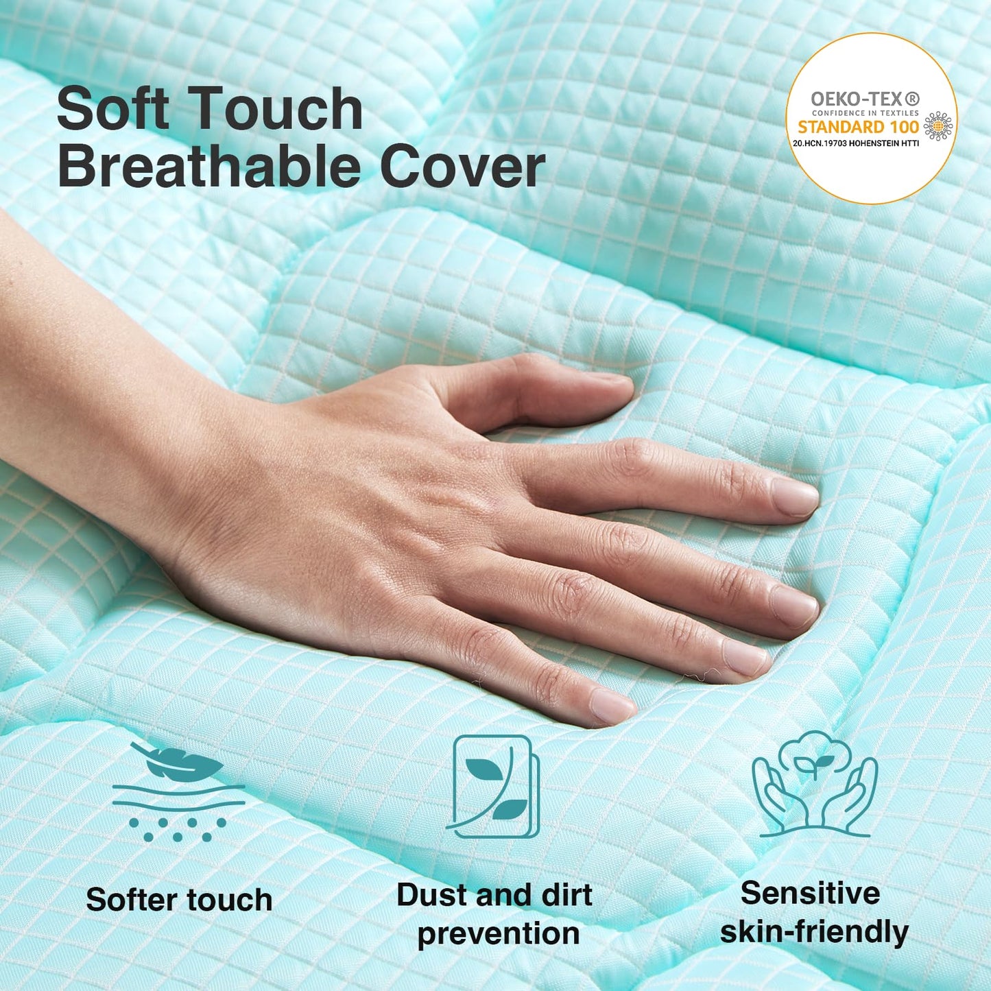 Novilla Cooling Mattress Topper Queen Size,Mattress Pad with Deep Pocket for 8-21" Mattress,Soft Mattress Cover for Back Pain Relief,3D+7D Down Alternative Bed Topper for Hot Sleepers