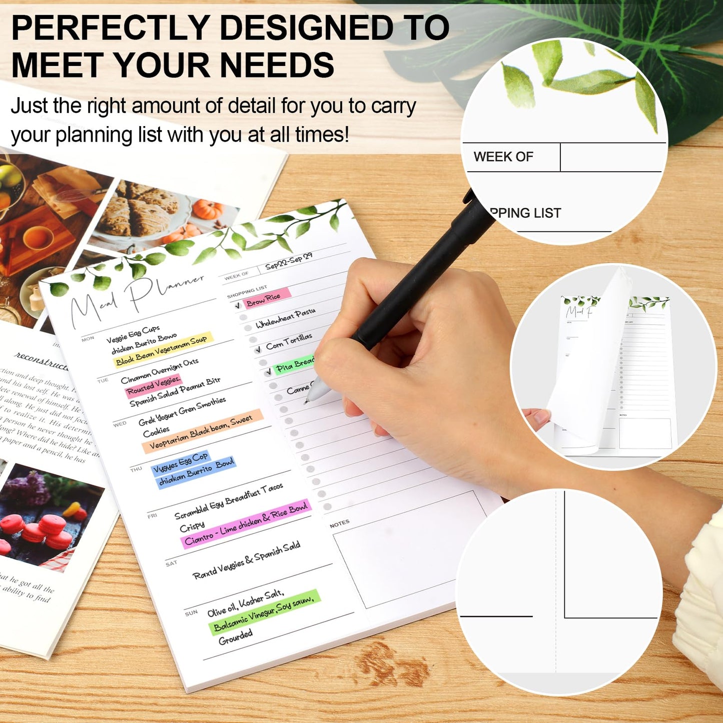 Joyberg 2 PCS Weekly Meal Planner Magnetic for Fridge 8.3x5.5”, Undated Weekly Meal Planner and Grocery List Tearable Shopping List, Magnetic Menu Planner for Fridge for Weekly Plan - 50 Pages/Book