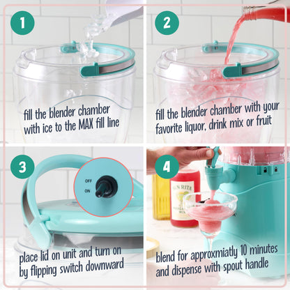 Nostalgia Frozen Drink Maker and Margarita Machine for Home - 128-Ounce Slushy Maker with Stainless Steel Flow Spout - Easy to Clean and Double Insulated - Aqua