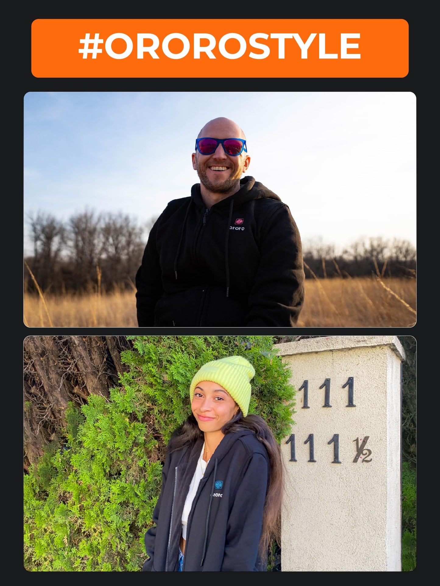 ORORO Heated Hoodie with Battery, Fleece Full-Zip Heated Sweatshirt Hoodie (Charger Not Included) (L, Black)