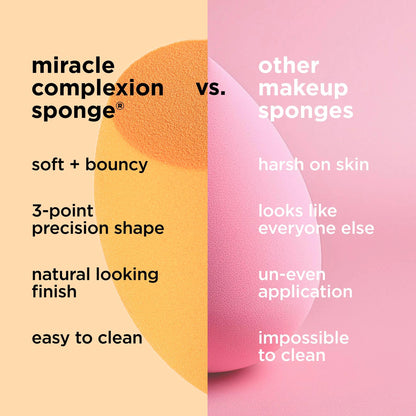 Real Techniques Miracle Complexion Sponge, Beauty Sponge For Makeup Blending & Foundation Application, Full Coverage, Streak-Free Professional Makeup Tool, Cruelty Free, Vegan, Latex Free, 2 Count
