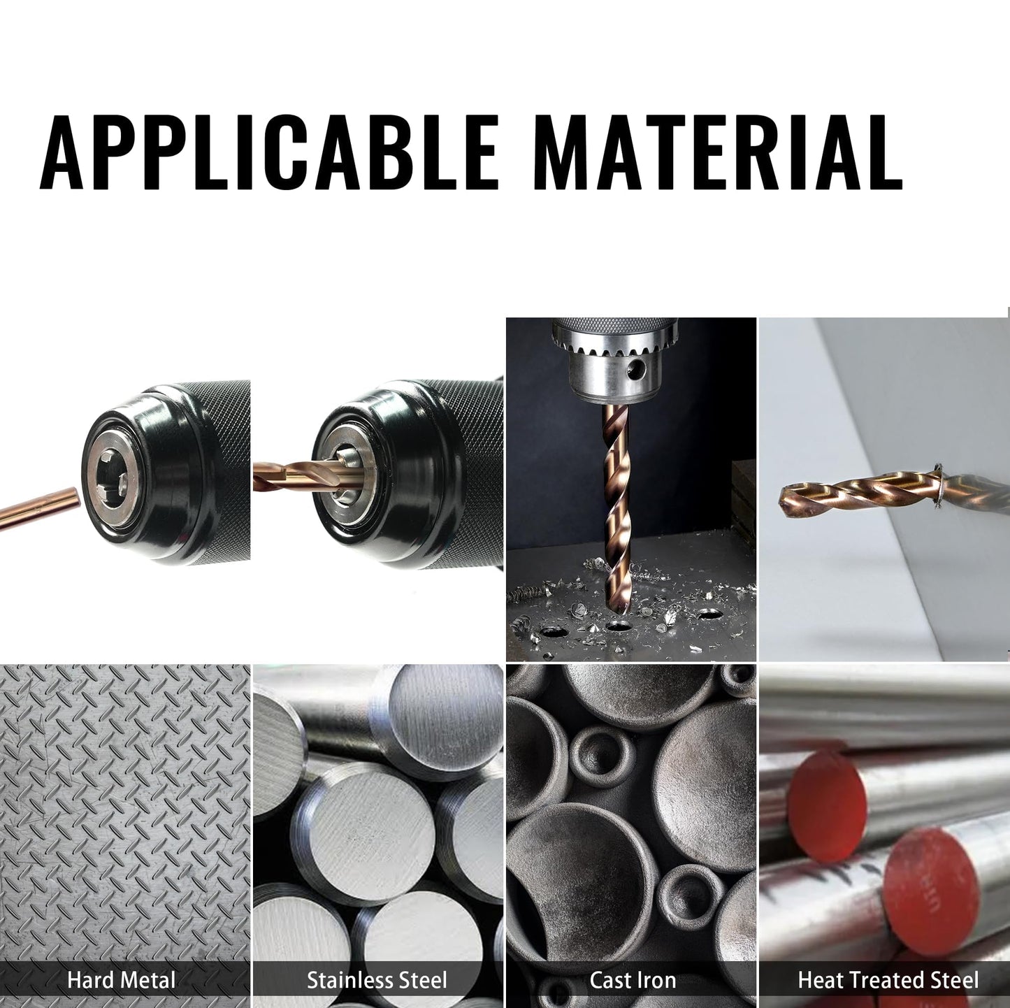 KENDO 29PCS Cobalt Drill Bit Set (1/16''-1/2''), M35 High Speed Steel, Twist Jobber Length for Hardened Metal, Stainless Steel, Cast Iron, Wood and Plastics, with Metal Index Storage Box