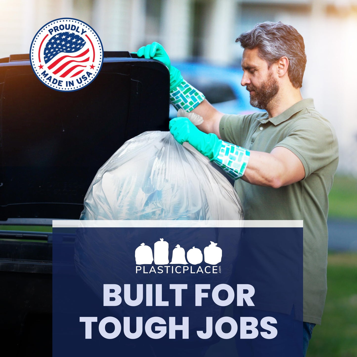 Plasticplace Contractor Trash Bags 55-60 Gallon, Heavy Duty Garbage Bags, 3.0 Mil Clear Trash Bags, Tear-Resistant Large Trash Can Liners for Construction, Recycling & Home Improvement (50 Count)