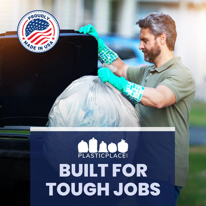 Plasticplace Contractor Trash Bags 55-60 Gallon, Heavy Duty Garbage Bags, 3.0 Mil Clear Trash Bags, Tear-Resistant Large Trash Can Liners for Construction, Recycling & Home Improvement (50 Count)