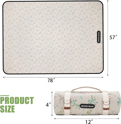 Picnic Outdoor Blankets Waterproof Extra Large - Beach Mat Sand Free Foldable with Carry Strap | Portable Camping Blanket | Park Blanket for Grass Park, Hiking, Travel, Concerts, Indoor(Multi Flower)