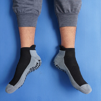 RATIVE Super Grips Anti Slip Non Skid Yoga Hospital Ankle Socks for Adults Mens Womens X-Large (XL,3-Pairs/Black)