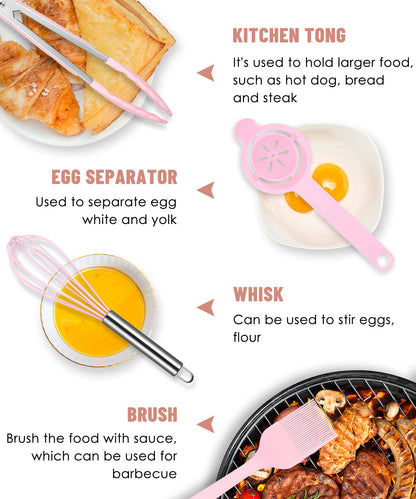 Kitchen Utensils Set-12 Pieces Silicone Cooking Utensils Set (Dishwasher Safe) 392°F Heat Resistant Spatula Set, Nonstick Cookware