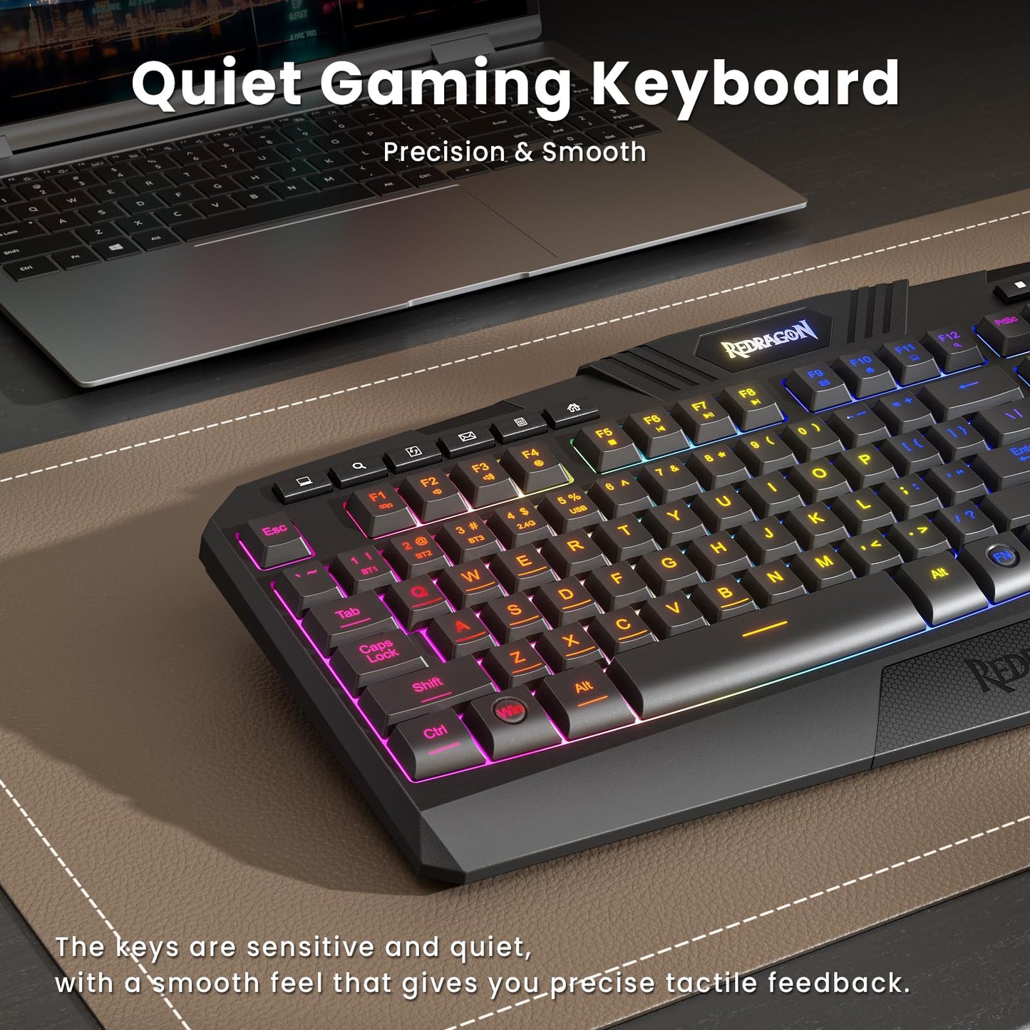Redragon S101M-KS Gaming Keyboard and Mouse Wireless with Tri-Mode, RGB Keyboard and 4800 DPI Gaming Mouse, 10 Independent Multimedia Keys for Wins, PC, Computer, Wireless S101 Ideal for Gamer