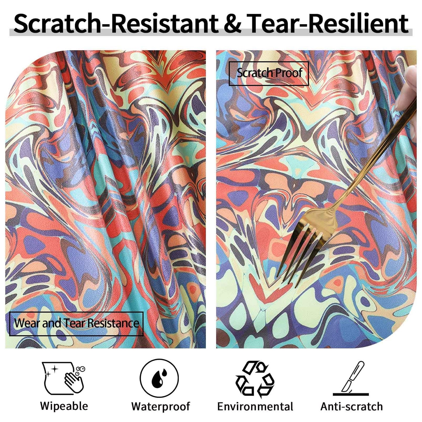 Opstellen Round Tablecloth Waterproof Boho Fitted Vinyl Table Cloth Summer Fall Outdoor Circle Cover for 36-44" Tables Kitchen Dining Apartment Essentials Camping Picnic Party Decor Housewarming Gifts