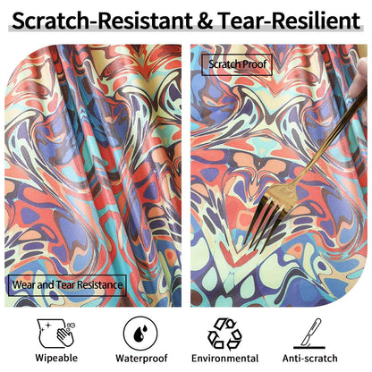 Opstellen Round Tablecloth Waterproof Boho Fitted Vinyl Table Cloth Summer Fall Outdoor Circle Cover for 36-44" Tables Kitchen Dining Apartment Essentials Camping Picnic Party Decor Housewarming Gifts