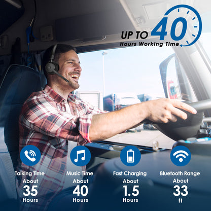 Mopchnic Bluetooth Headset, Wireless Headphone with AI Noise-Canceling Microphone for Computer, On Ear Bluetooth Headset with USB Dongle for Office Call Center Skype Zoom Meeting Online Class (Black)