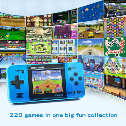 Handheld Game for Kids -Preloaded 220 Retro Video Games, Portable Gaming Player with Rechargeable Battery 3.0" LCD Screen, Mini Arcade Electronic Toy Gifts for Boys Girls (Blue)
