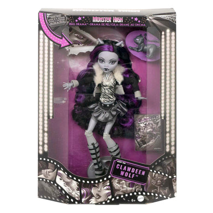 Monster High Reel Drama Doll, Clawdeen Wolf in Black and White, Collectible Reproduction with Doll-Size and Life-Size Posters, Horror Flick Theme