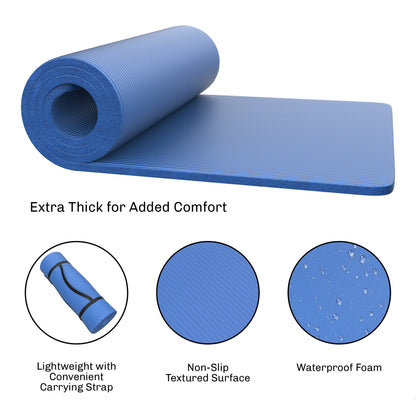 Foam Sleeping Pad for Camping - 1.25-Inch-Thick Waterproof Sleep Pad with Carry Straps for Cots, Tents, or Sleepovers by Wakeman Outdoors (Blue)