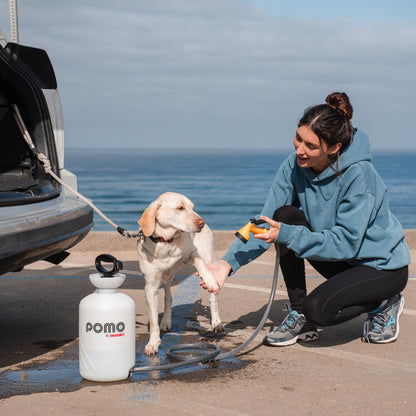 Pomo High Pressure 5L Portable Shower, Outdoor Shower, Camping Shower, Surf Rinse Kit, Beach Shower, Dog Wash, Boat Rinse, Car Shower, 1.5 Gallon Multi-use Sprayer, Hand Pump 45 PSI - No Power Needed!