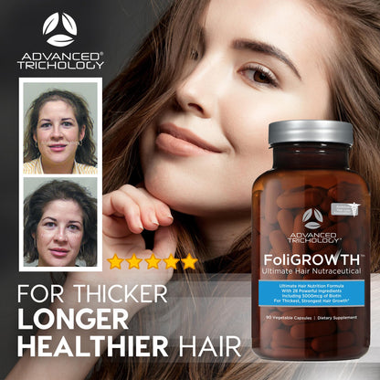 Advanced Trichology FoliGROWTH™ Hair Growth Supplement for Thicker Fuller Hair | Approved* by the American Hair Loss Association | Revitalize Thinning Hair - 90 Count (Pack of 1)