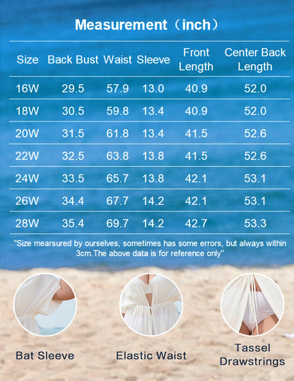 IN'VOLAND Women Plus Size Long Cover up Stripe Bikini Coverups Kimono Tie Front Bathing Suit Swimsuit Beachwear, Black, 22W