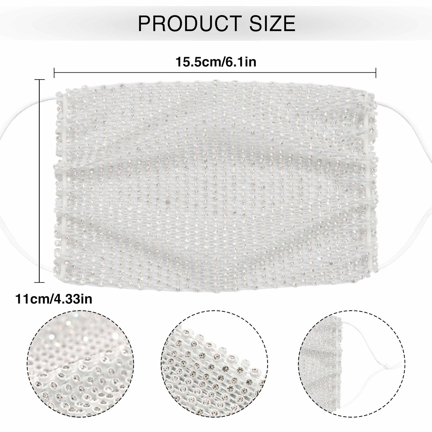 6 Pcs White Female Gifts Decor Face Cover Christmas Decor Crystal Mesh Face Mask Sparkly Rhinestone Custom Masquerade Mask for Women Sequin Glitter Halloween Night Club Party Supplies Face Mask