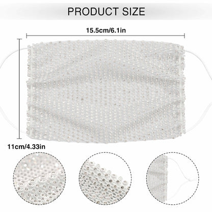 6 Pcs White Female Gifts Decor Face Cover Christmas Decor Crystal Mesh Face Mask Sparkly Rhinestone Custom Masquerade Mask for Women Sequin Glitter Halloween Night Club Party Supplies Face Mask