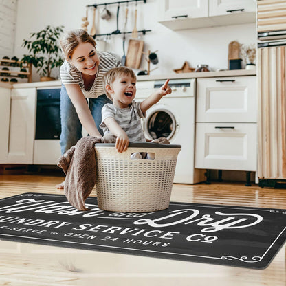 KOZYFLY Laundry Room Rug Runner 20"x60" Non Slip Kitchen Rugs Washable Laundry Room Mat Waterproof Mudroom Floor Carpet Runner Farmhouse Decor, 1.7x5ft, Dark Grey, Wash and Dry