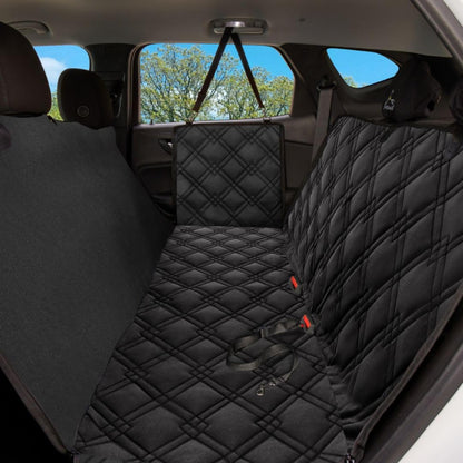 Meadowlark XL Dog Seat Covers Unique Design & Full Car Protection-Doors,Headrests & Backseat. Extra Durable Zippered Side Flap, Waterproof Hammock Pet Seat Cover + Seat Belt & 2 Headrest Protectors