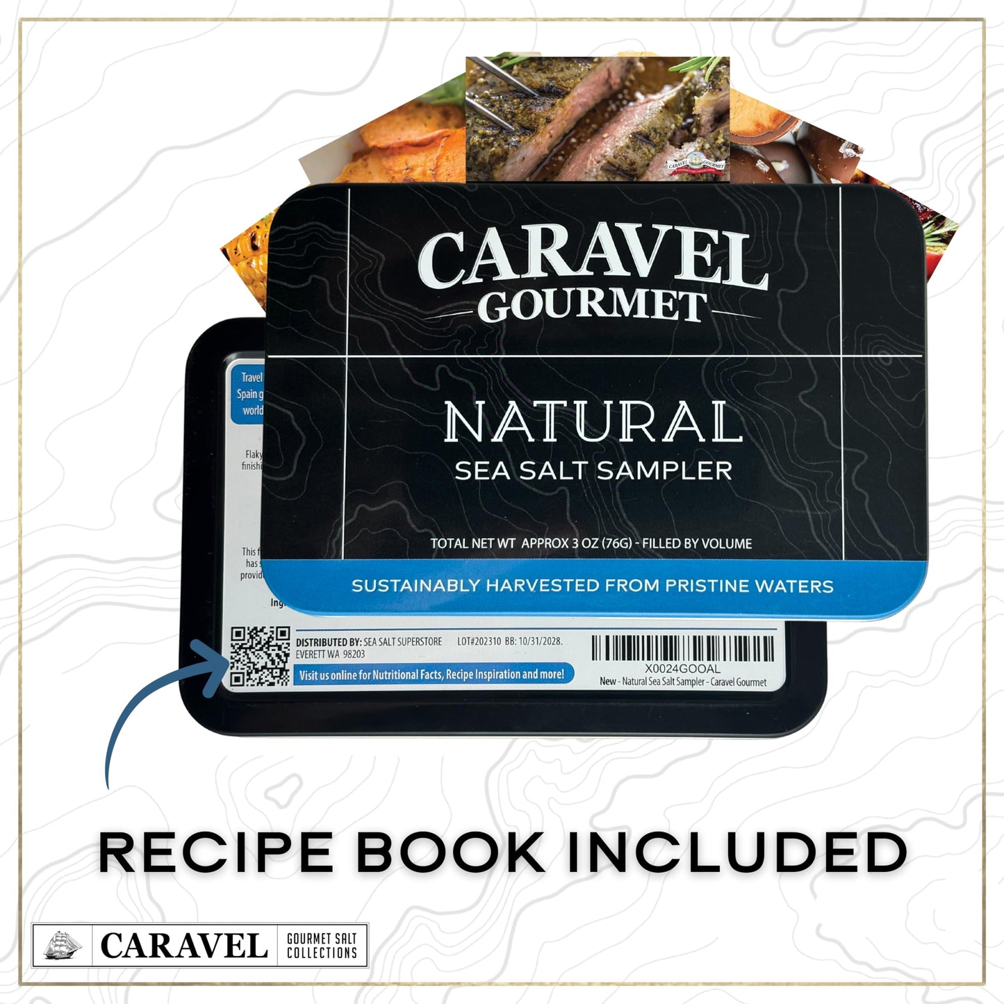 Natural Sea Salt Sampler Set, Pure Finishing with a Rich Taste, Gourmet Cooking Gift and Variety Pack from Around The World, 0.5 oz x Bundle of 6 Imported Salts - Caravel Gourmet