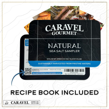 Natural Sea Salt Sampler Set, Pure Finishing with a Rich Taste, Gourmet Cooking Gift and Variety Pack from Around The World, 0.5 oz x Bundle of 6 Imported Salts - Caravel Gourmet