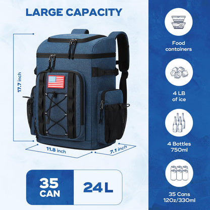 Maelstrom Backpack Cooler,Soft Lightweight Leakproof Cooler Backpack,35 Can Insulated Cooler Bag,Keeps 35 Cans Hot/Cold for Up to 16 Hours,Waterproof Lunch Backpack for Men Women-Blue