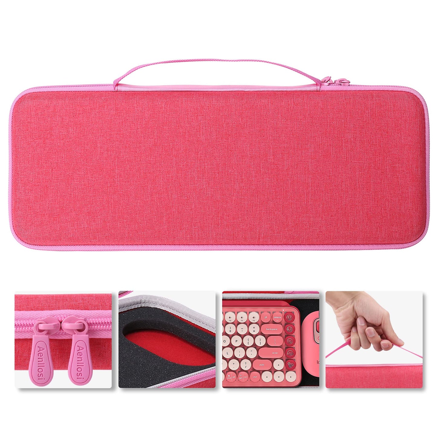 Aenllosi Hard Carrying Case Compatible with Logitech POP ICON Combo/POP Keys Mechanical Wireless Keyboard (Pink)(Case Only)