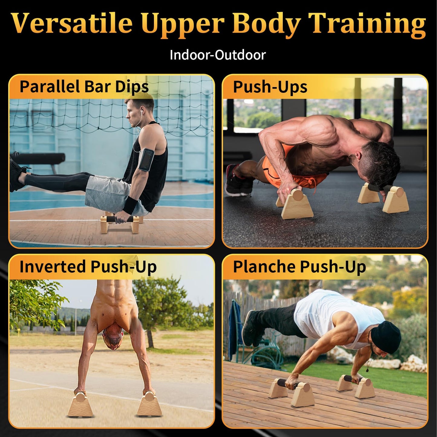 Parallettes Bars - Wooden Calisthenics Equipment for Handstand Training, Push Up Bars & Calisthenics Bar - Handstand Bars and Pushup Handles for Men