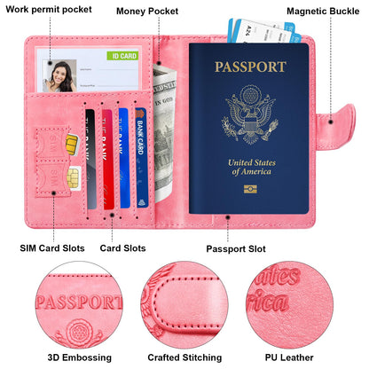 Herain Passport Holder for Travel Cruise Essentials, 2 Pcs Passport Cover Wallet Case Women Men Family, RFID Passports Book Card Holders Travel Accessorie Gifts Must Haves