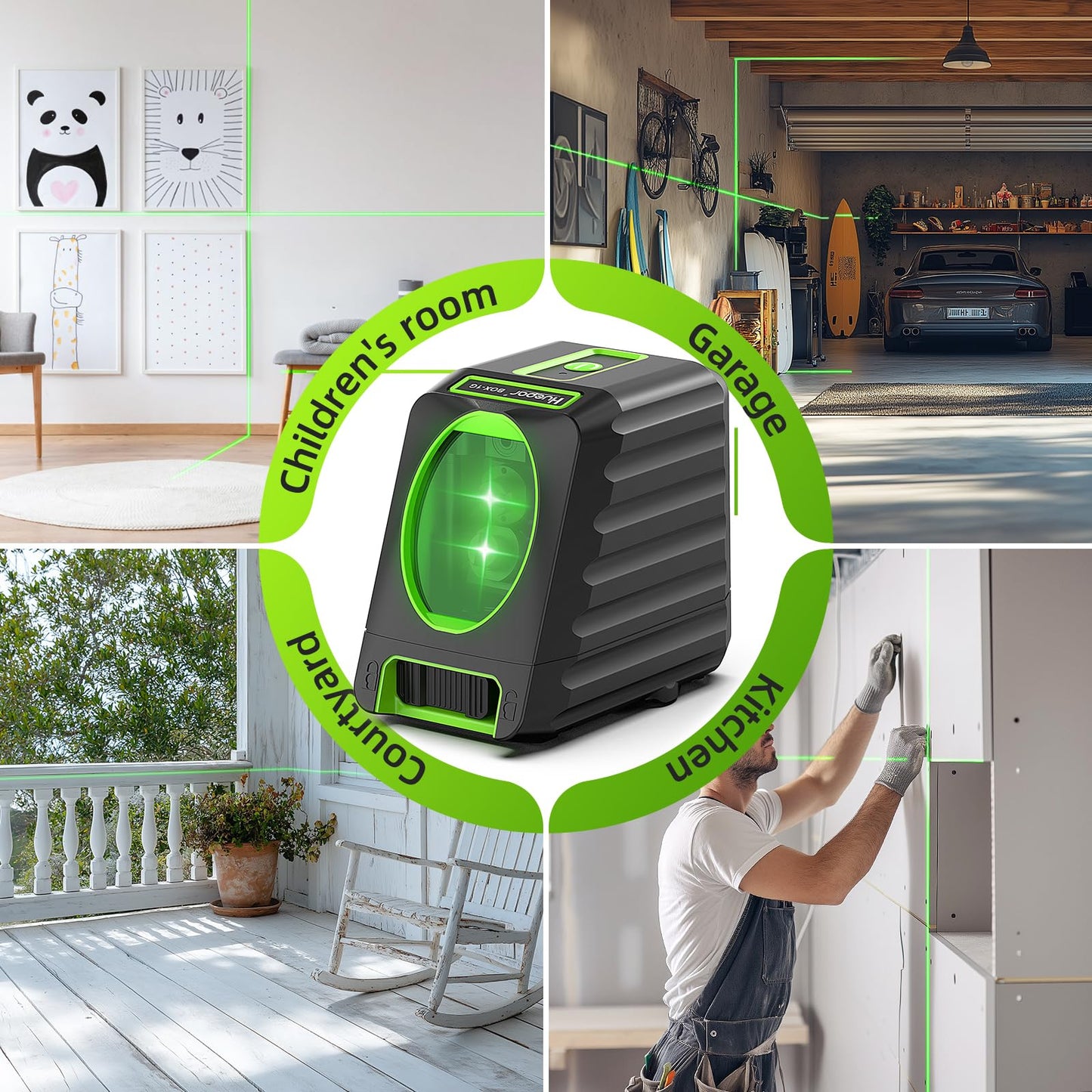 Laser Level with Tripod, Huepar 150Ft Self Leveling Lazer Level Outdoor Use, 150° Vertical Green Cross Line Level Laser for Picture Hanging, Tile, Construction Project - Pulse Mode (25.6 in Tripod)