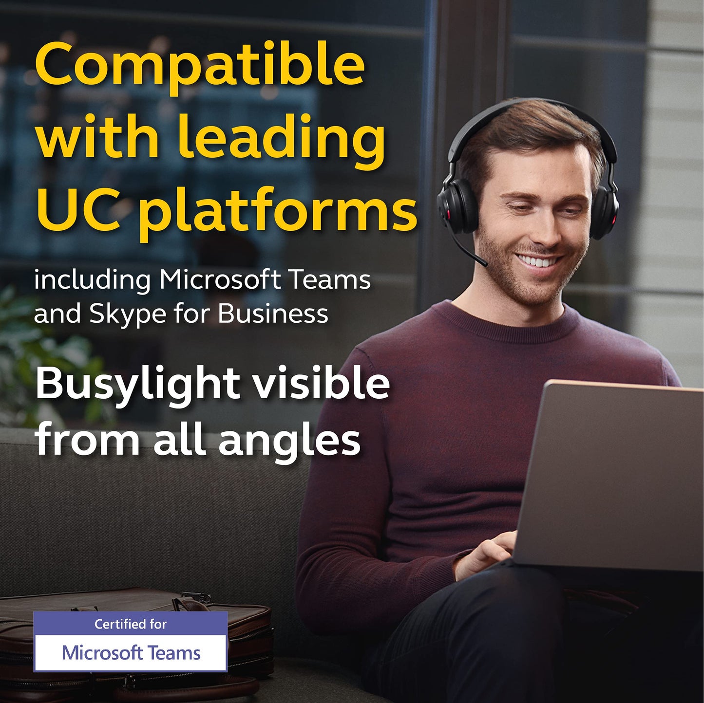 Jabra Evolve2 65 MS Wireless Headphones with Link380a, Stereo, Black – Wireless Bluetooth Headset for Calls and Music, 37 Hours of Battery Life, Passive Noise Cancelling Headphones