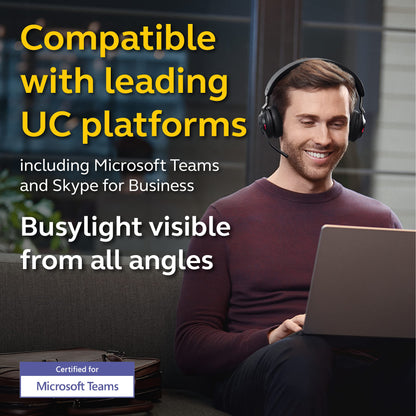 Jabra Evolve2 65 MS Wireless Headphones with Link380a, Stereo, Black – Wireless Bluetooth Headset for Calls and Music, 37 Hours of Battery Life, Passive Noise Cancelling Headphones