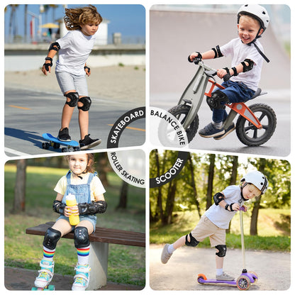 Kids/Youth Knee Pad Elbow Pads Guards Protective Gear Set for Roller Skates Cycling BMX Bike Skateboard Inline Skatings Scooter Riding Sports (Black, Small (3-8 years))