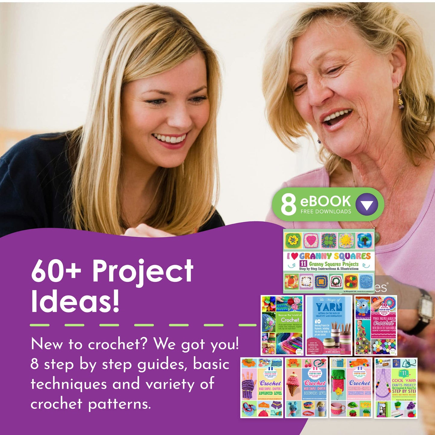 Mira HandCrafts 12 Acrylic Yarn Skeins - Crochet and Knitting Starter Kit for Colorful Arts and Crafts with 1,312 Yards of Multicolored Thread - Make Amigurumi, Granny Squares, Scarves, and Throws