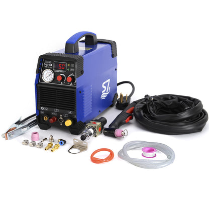 Plasma Cutter, 110/220V 1/2 Inch Clean Cut 3/4 Inch Max Cut with LED Display, Pilot Arc, Air Sensor, Post Flow