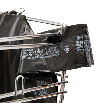 Platree Large Plain Black (400 Count) Embossed T-Shirt Bag, 12 inch X 7 inch X 22 inch, 17 mic, Black Bags with Handled, Bulk, Grocery, Retail, Heavy Duty