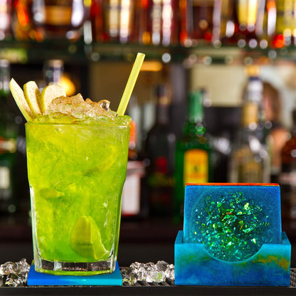 Patelai 12 Pcs Resin Molds Silicone Kit Epoxy Resin Molds Summer Coaster Mold Storage Box Mold in Rectangle Round Silicone Casting Mould for Art Summer DIY Jewelry Craft Cup Mat Home Decoration