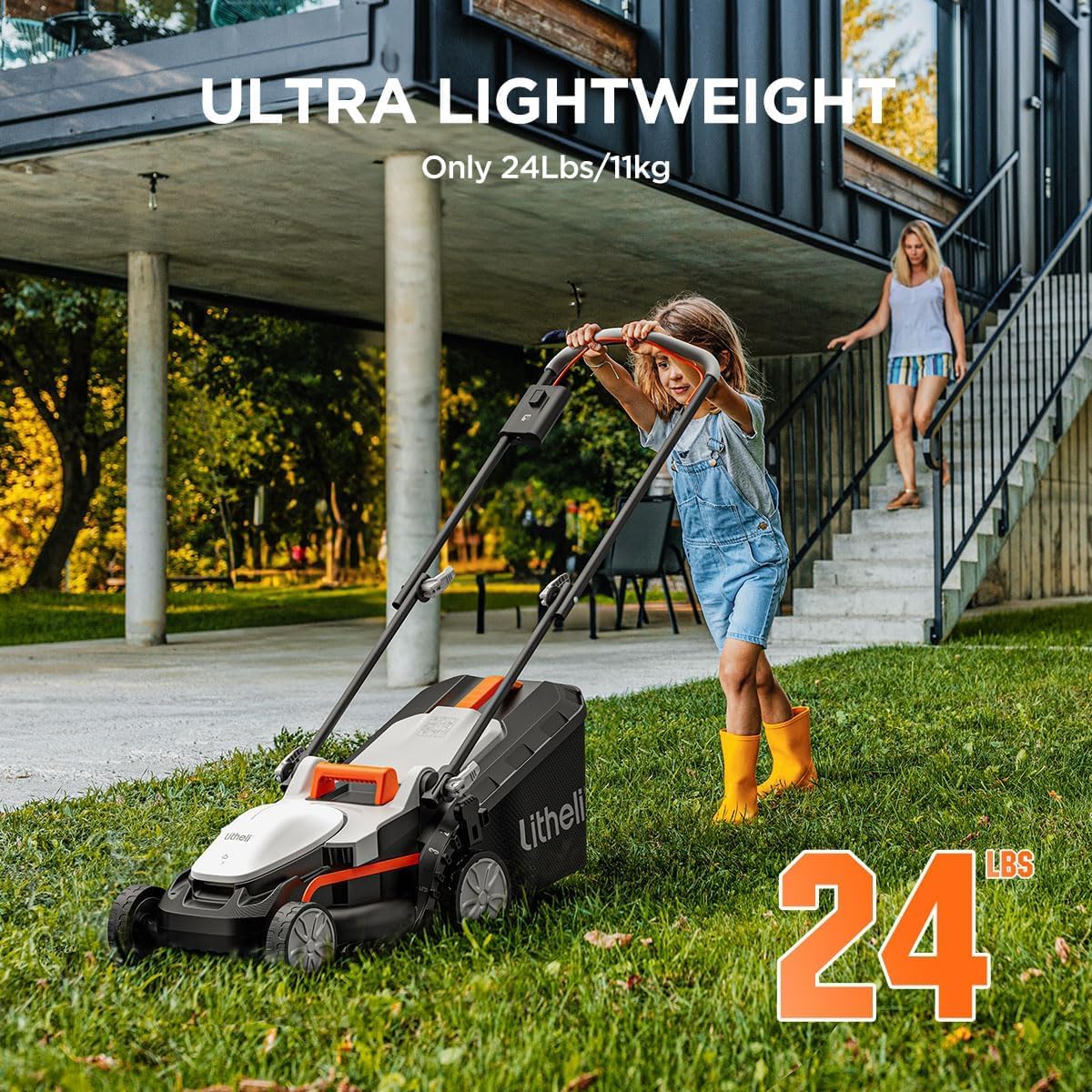 Litheli Cordless Lawn Mower 13 Inch, U20 Handy+ 20V Electric Lawn Mowers for Garden, Yard and Farm, 5 Heights Adjustment, Light Weight,4.0Ah Portable Battery Included