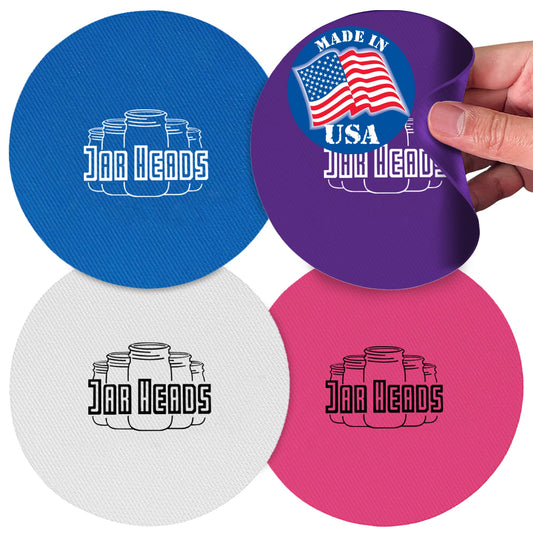 JAR HEADS Rubber Jar Opener Gripper Pad 4 Pack - Thick 5 Inch Grippers for Opening Jars Made in the USA - Jar Opener for Weak Hands & Seniors with Arthritis