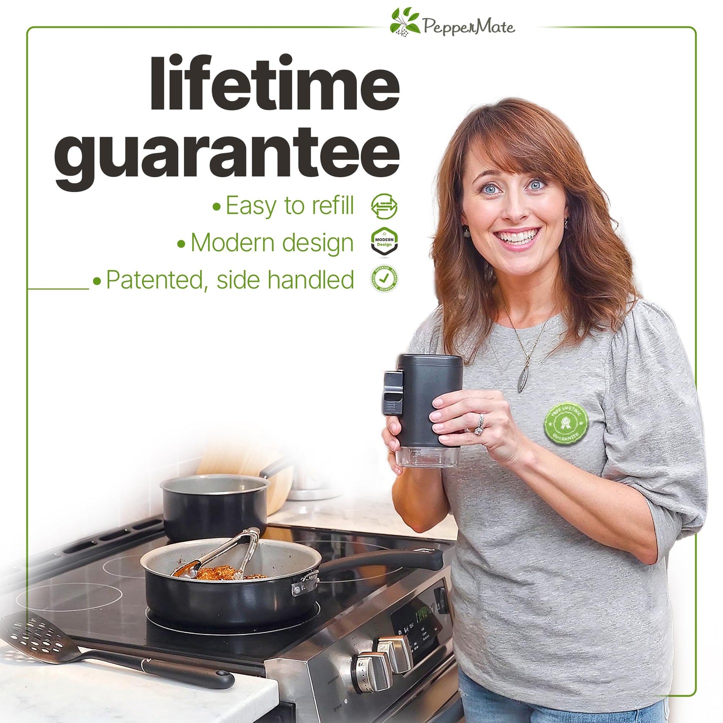 PepperMate Traditional Black Pepper Grinder Mill - Manual, High-Efficiency Salt and Pepper Grinder - Durable, Adjustable Coarseness Pepper Mill Grinder - Easy to Use