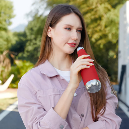 MEWAY 17oz Sport Water Bottle 4 Pack Vacuum Insulated Stainless Steel Leak-Proof Double Wall Cola Shape Water Bottle,Keep Drinks Hot & Cold(Red,4 Pack)